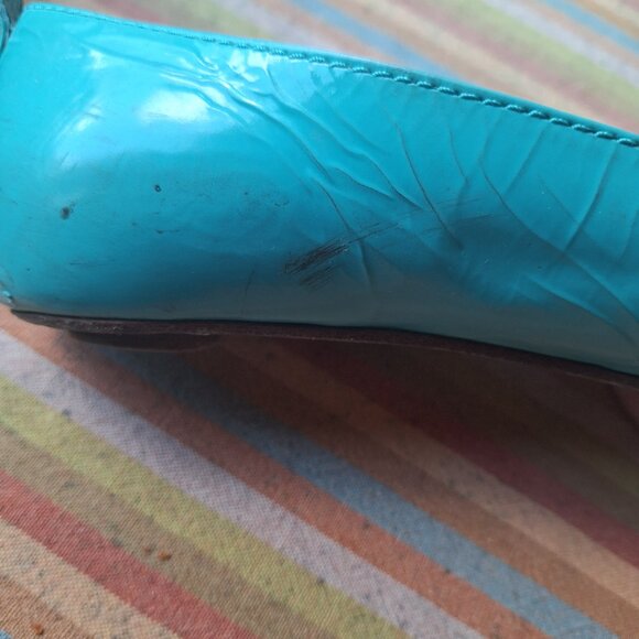 Chloe Aqua Blue Open-Toe Flats - Picture 7 of 10